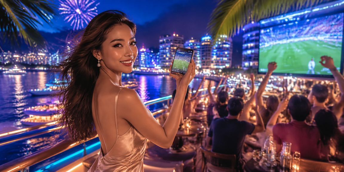 Không gian giải trí cao cấp với màn hình thể thao và casino